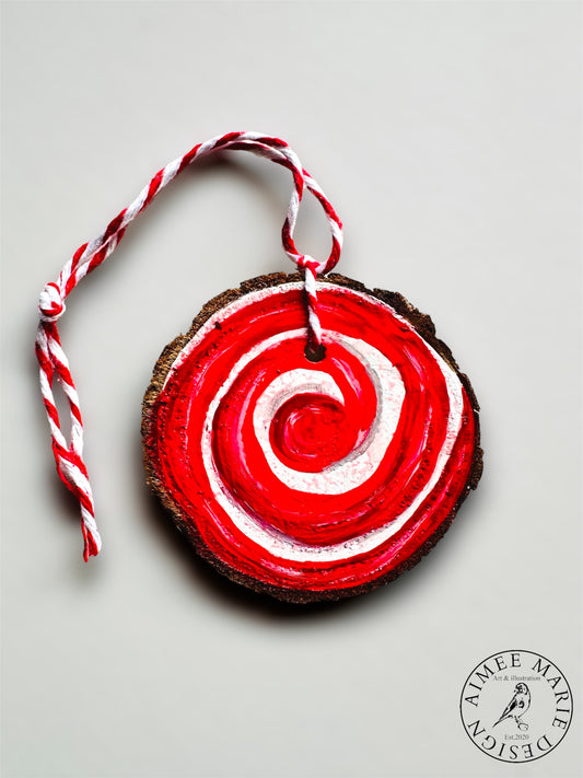Candy cane handmade Christmas tree decoration.