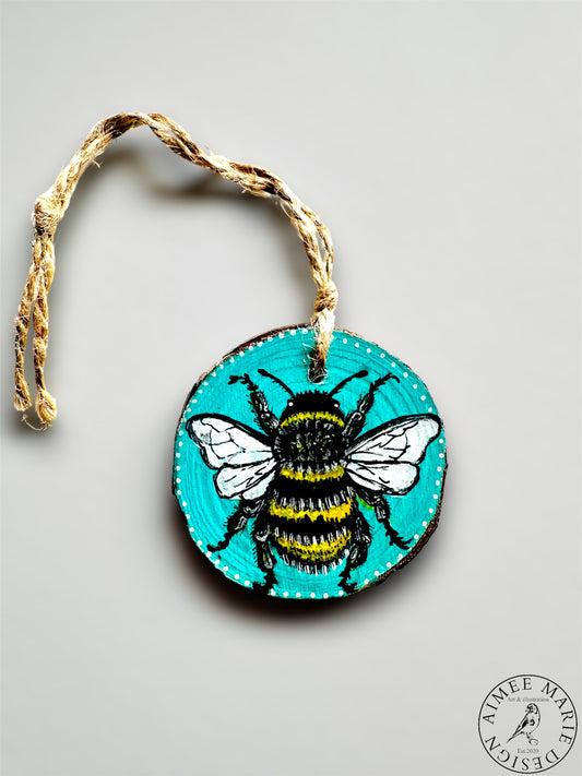 Handmade bee hanging decoration.