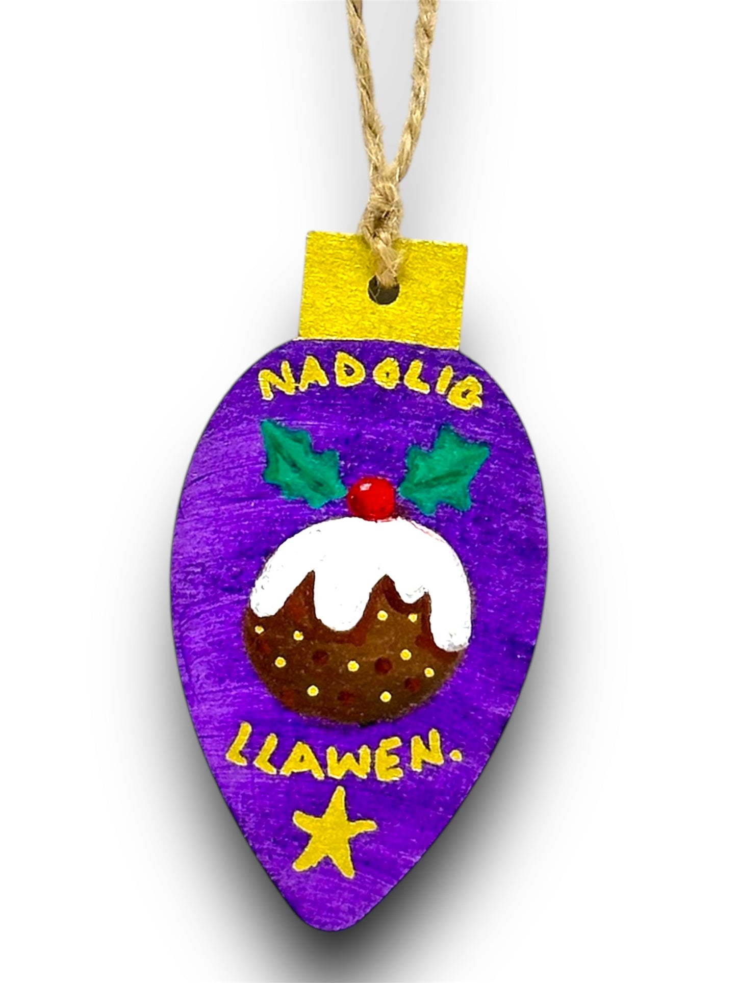 Welsh “Nadolig Llawen” Christmas pudding tree decoration.