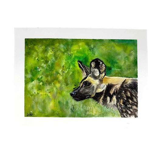 African wild dog original artwork.