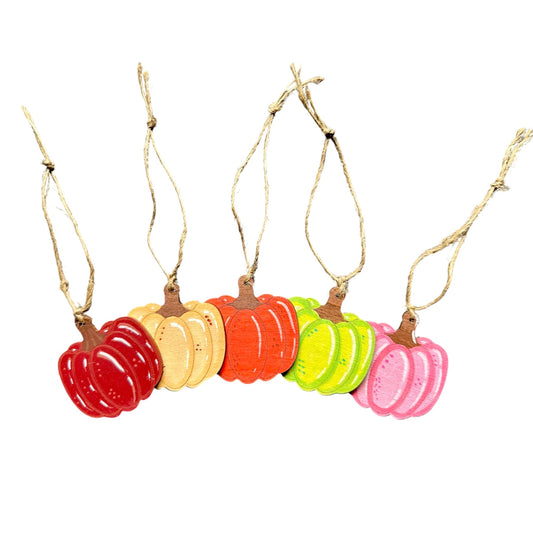 Pumpkin hanging decorations.
