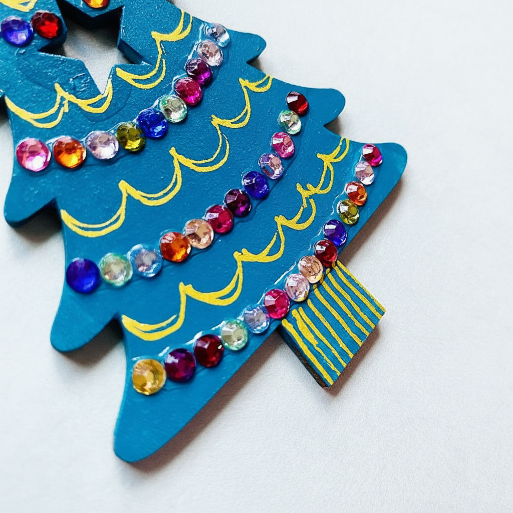 Christmas tree decoration with sparkling gems.