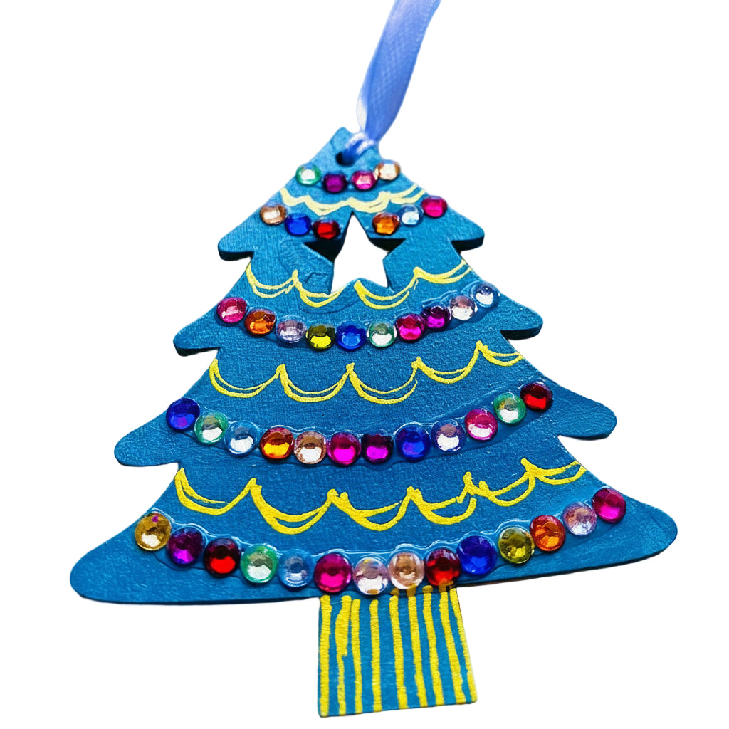 Christmas tree decoration with sparkling gems.