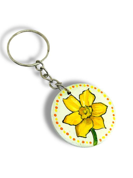 Daffodil keyring/keychain/bag charm.