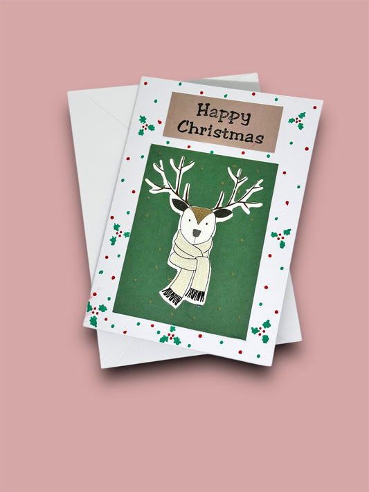 Festive deer Christmas card.