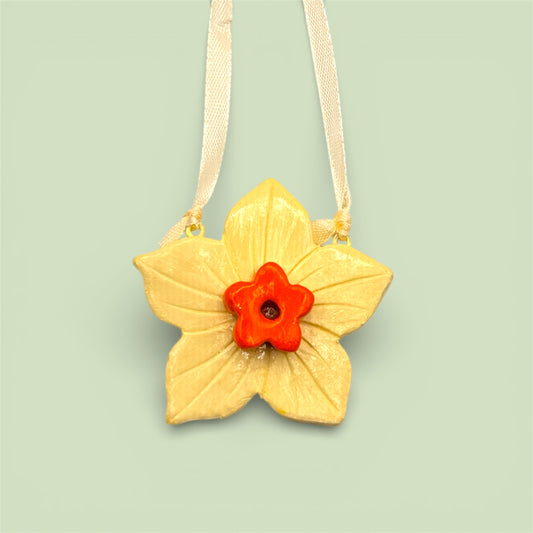 Spring daffodil hanging decoration (clay).