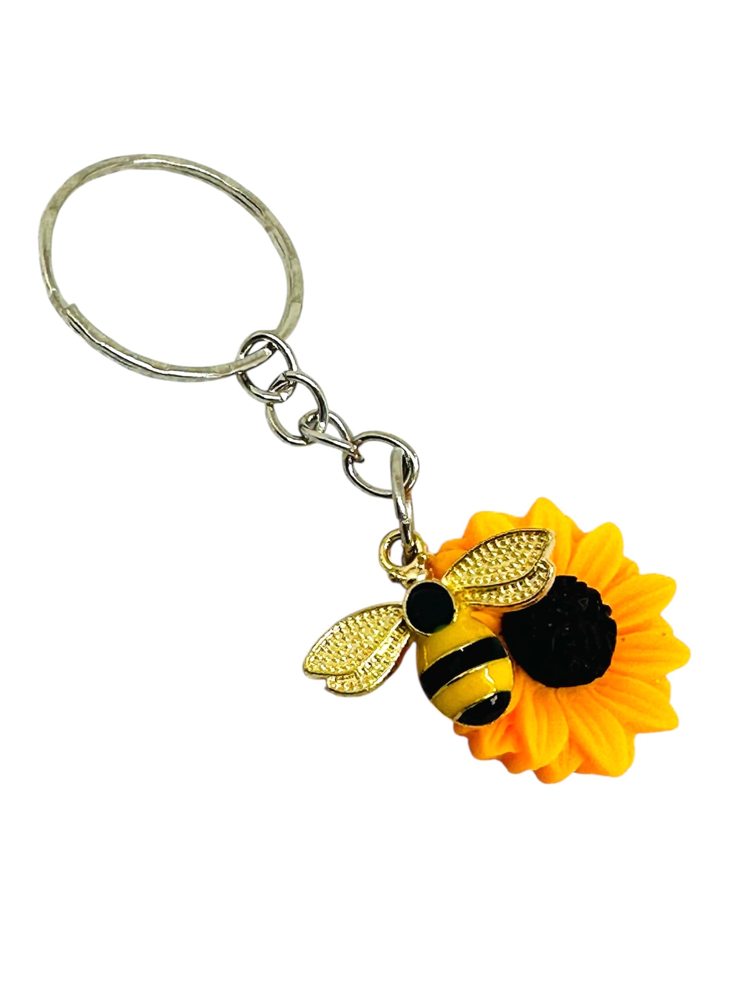 Bee and sunflower keyring/keychain/bag charm.