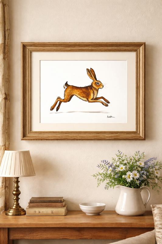 Hare illustration print - wall art decor.