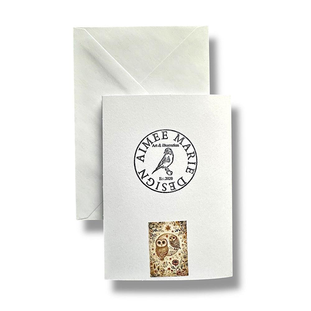 “I love you with all my heart” owl greeting card.