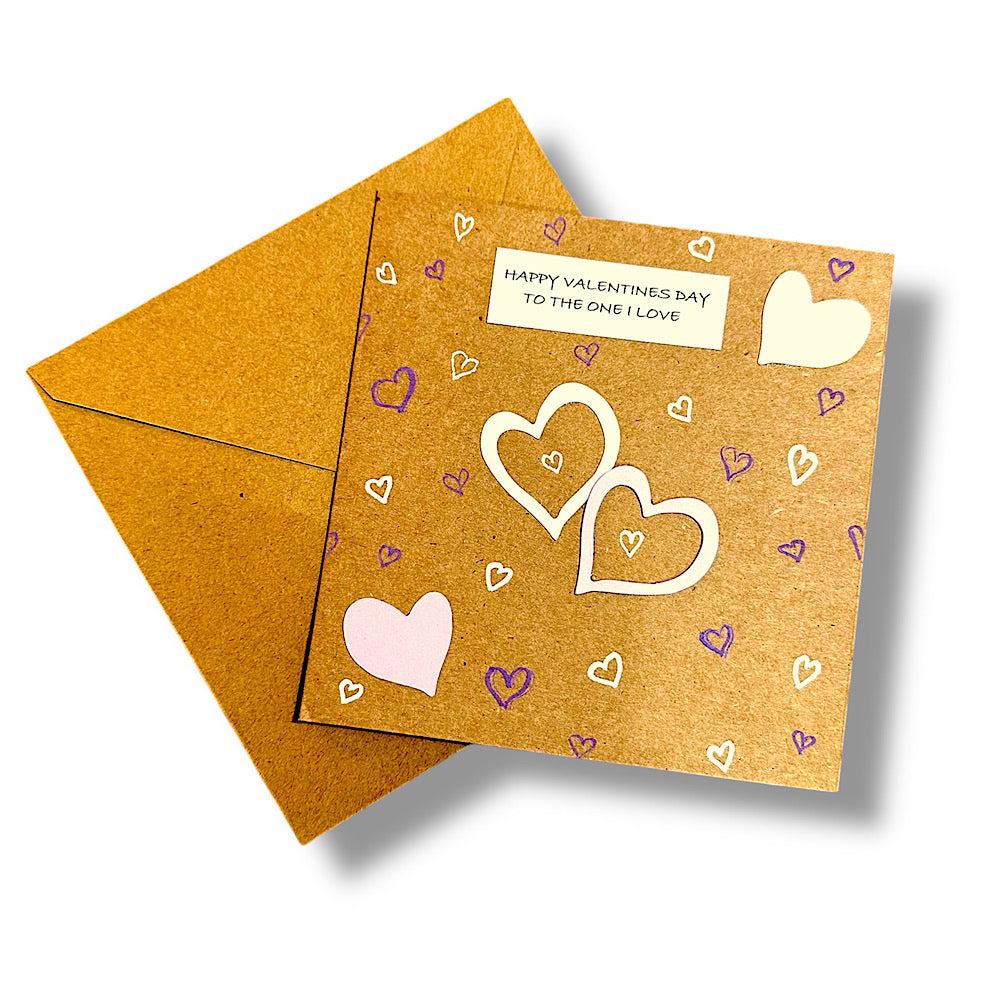 Lilac/white hearts Valentine’s Day card.