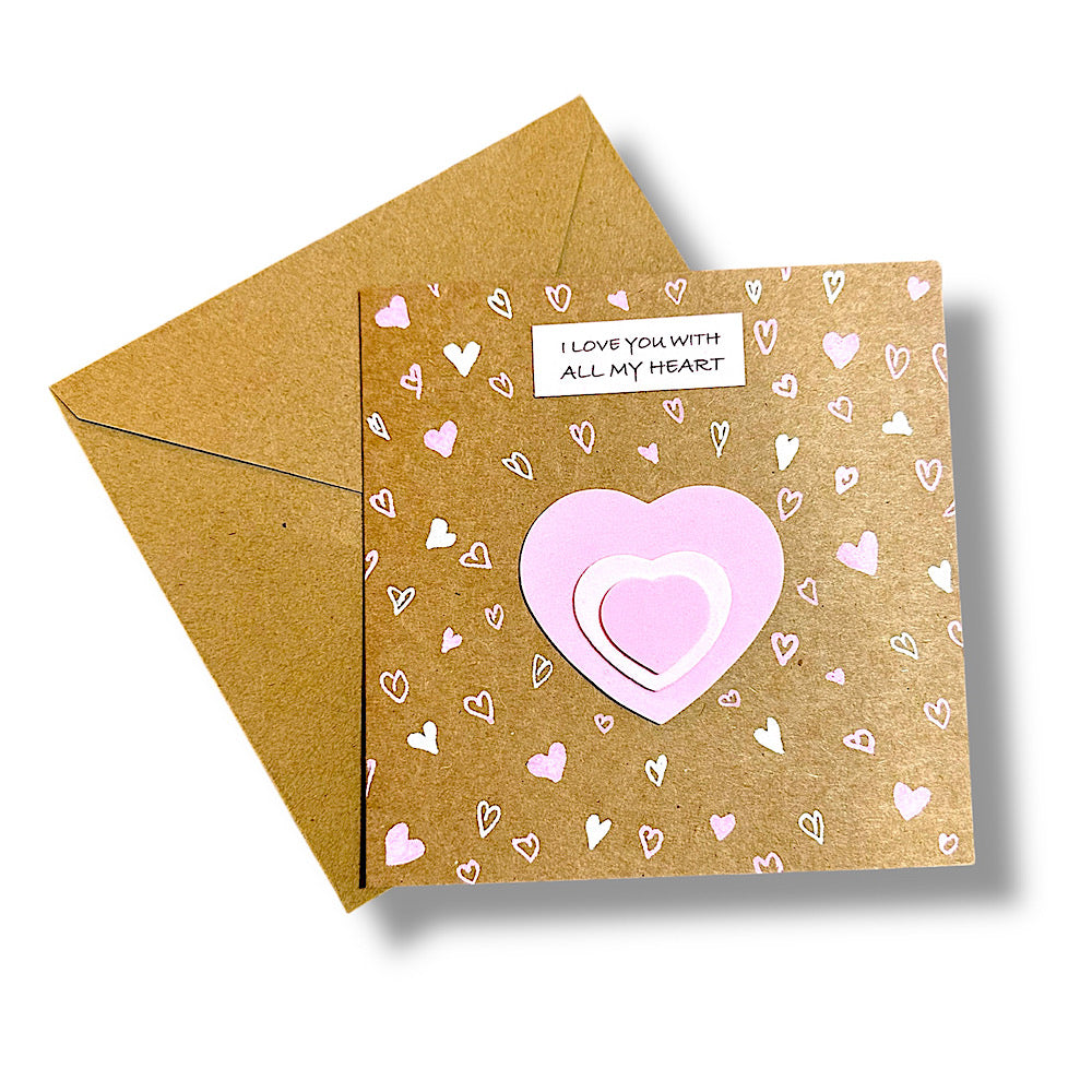 Pink and white hearts Valentine’s Day card.