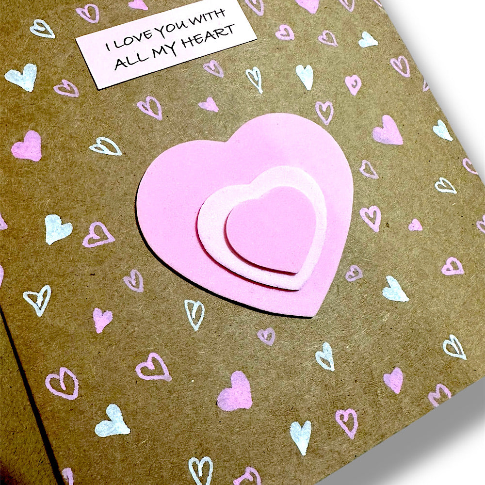Pink and white hearts Valentine’s Day card.