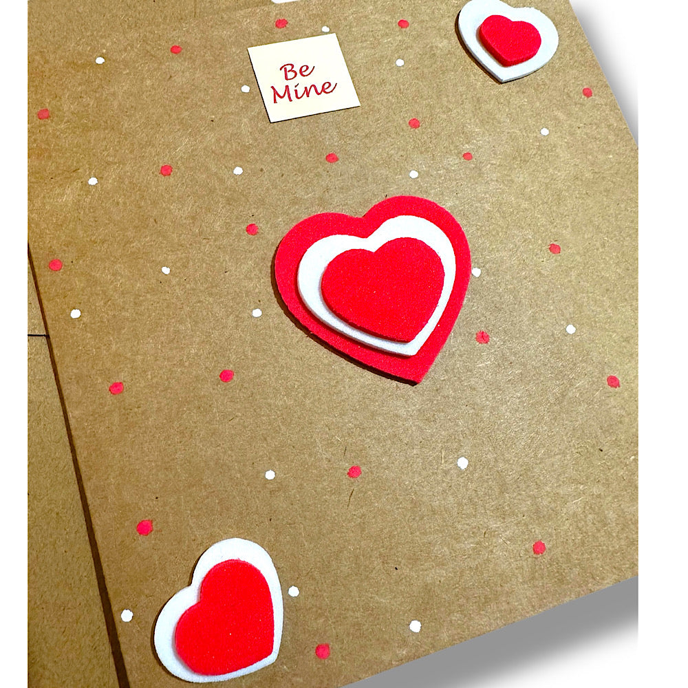Red and white hearts, Valentine’s Day card.
