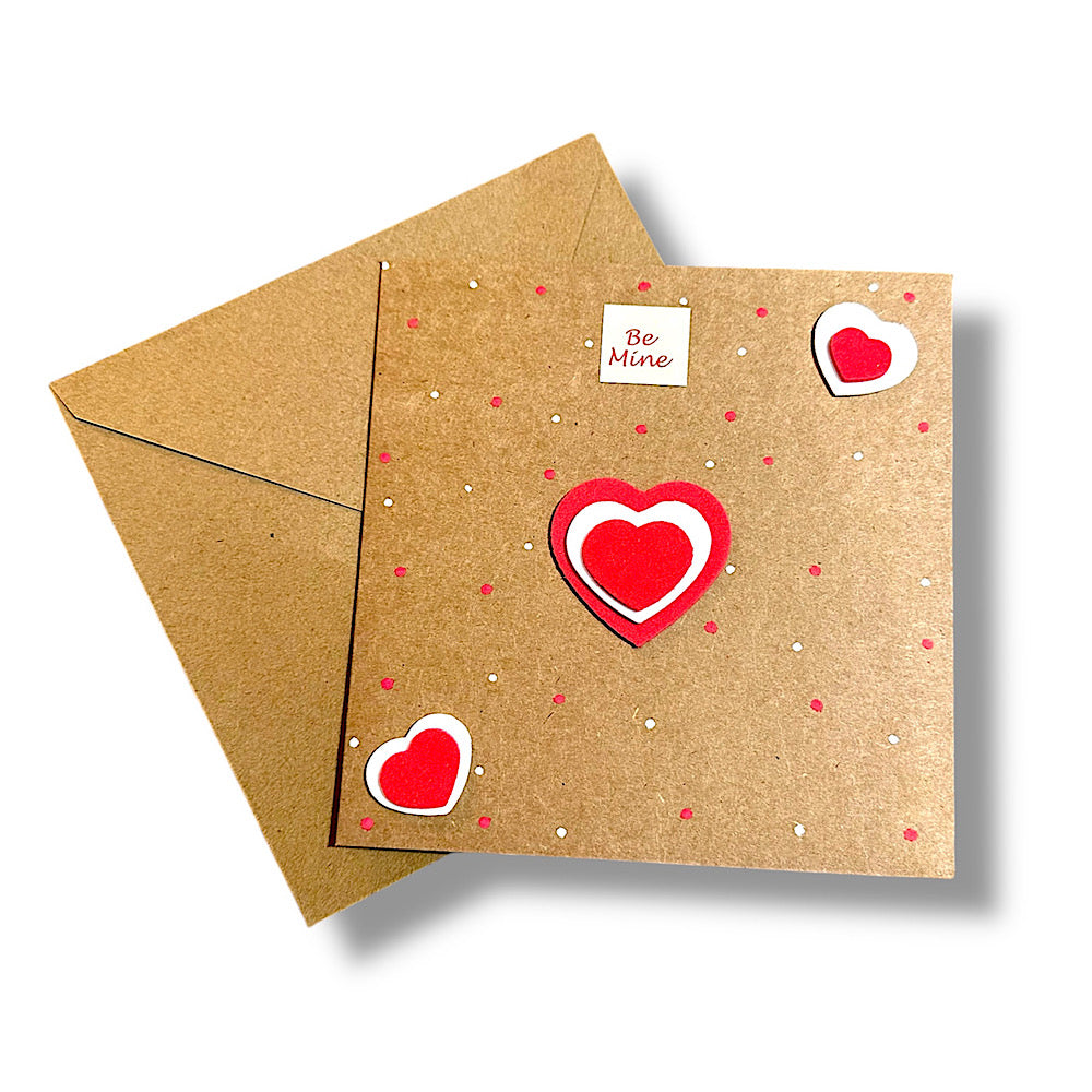 Red and white hearts, Valentine’s Day card.