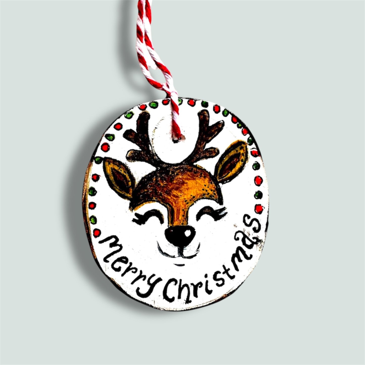 Handmade Christmas reindeer decoration.