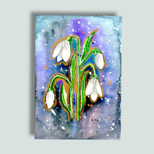 Snowdrop flower original watercolour art