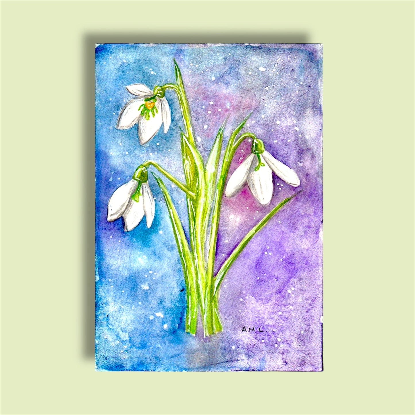 Snowdrop flower original watercolour painting