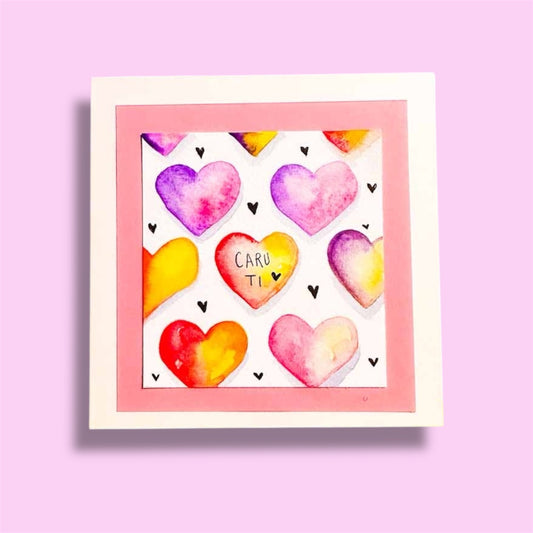 Welsh - caru ti ( love you) greeting card.