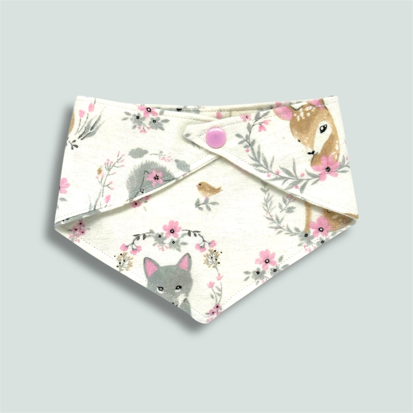 Woodland animal baby bib.